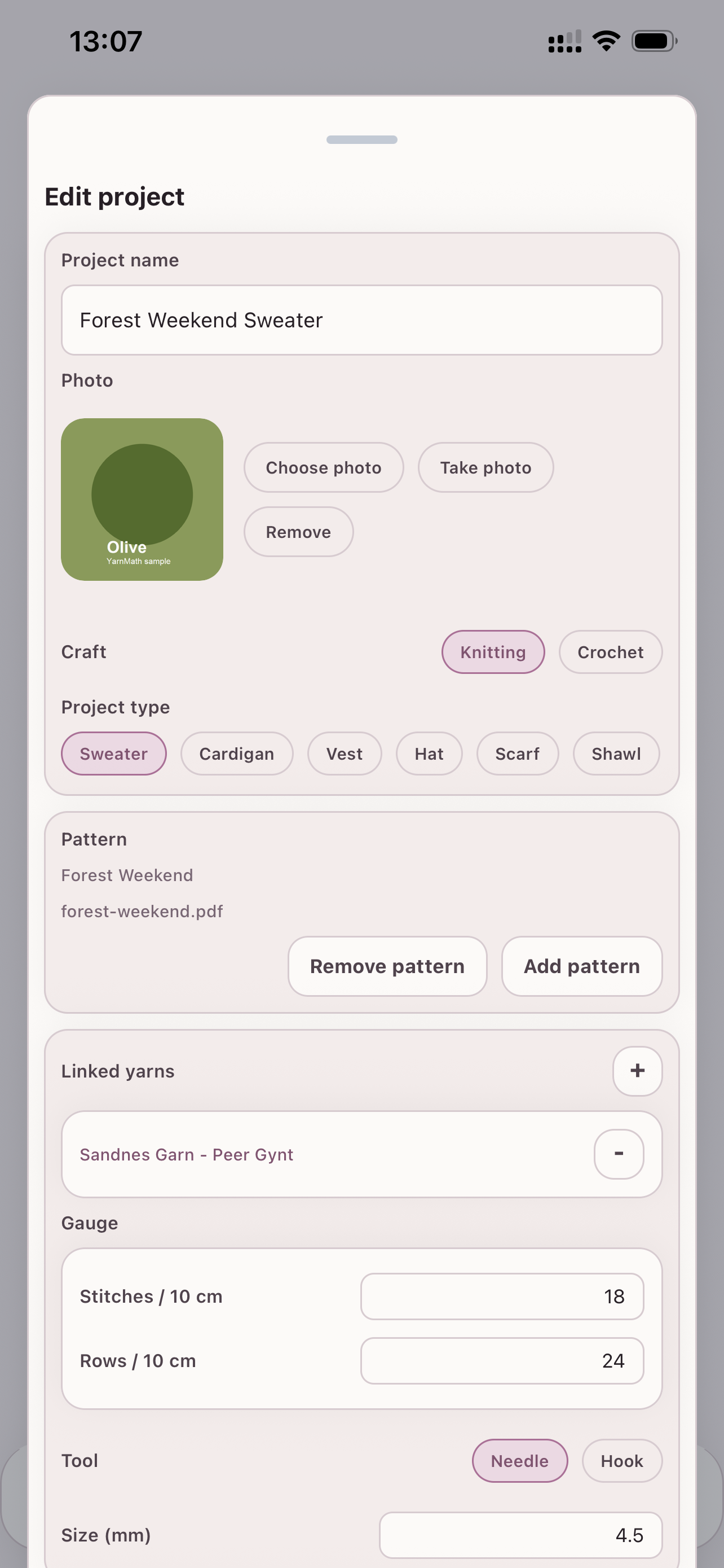 YarnMath Studio projects screen